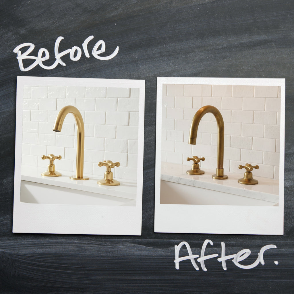 Unlacquered Brass Sink Faucet – Widespread Three-Hole Sink Fixture