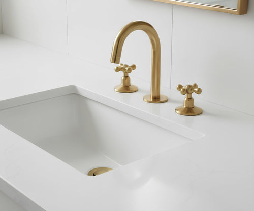 Unlacquered Brass Sink Faucet – Widespread Three-Hole Sink Fixture