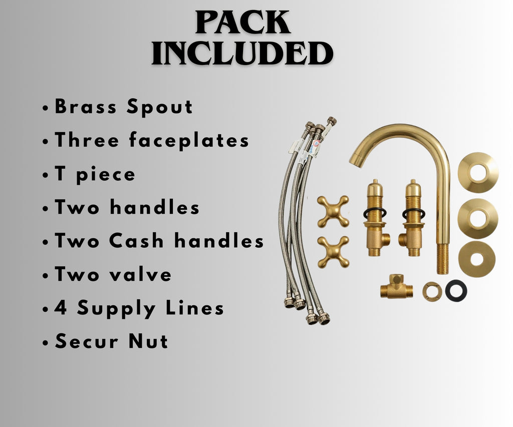 Unlacquered Brass Sink Faucet – Widespread Three-Hole Sink Fixture