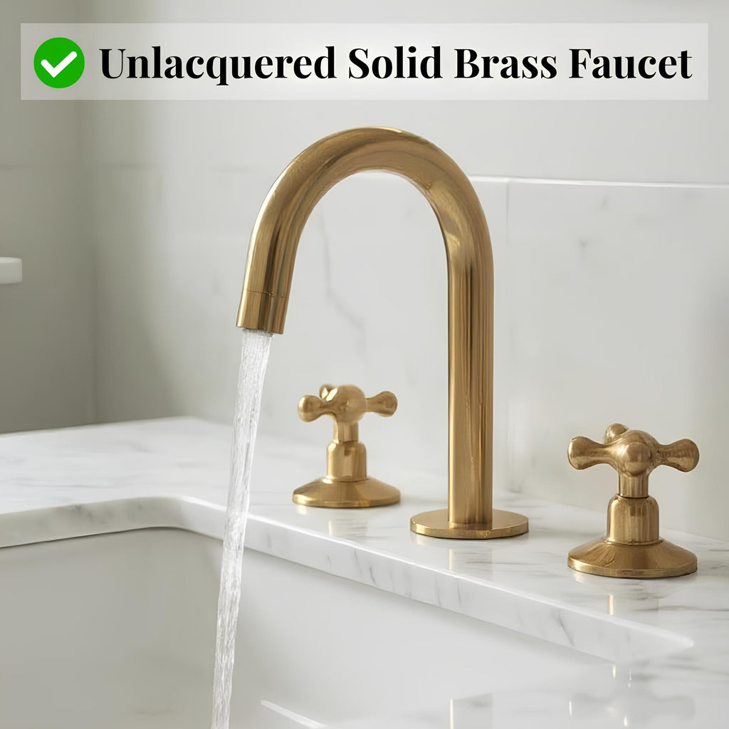 Unlacquered Brass Sink Faucet – Widespread Three-Hole Sink Fixture