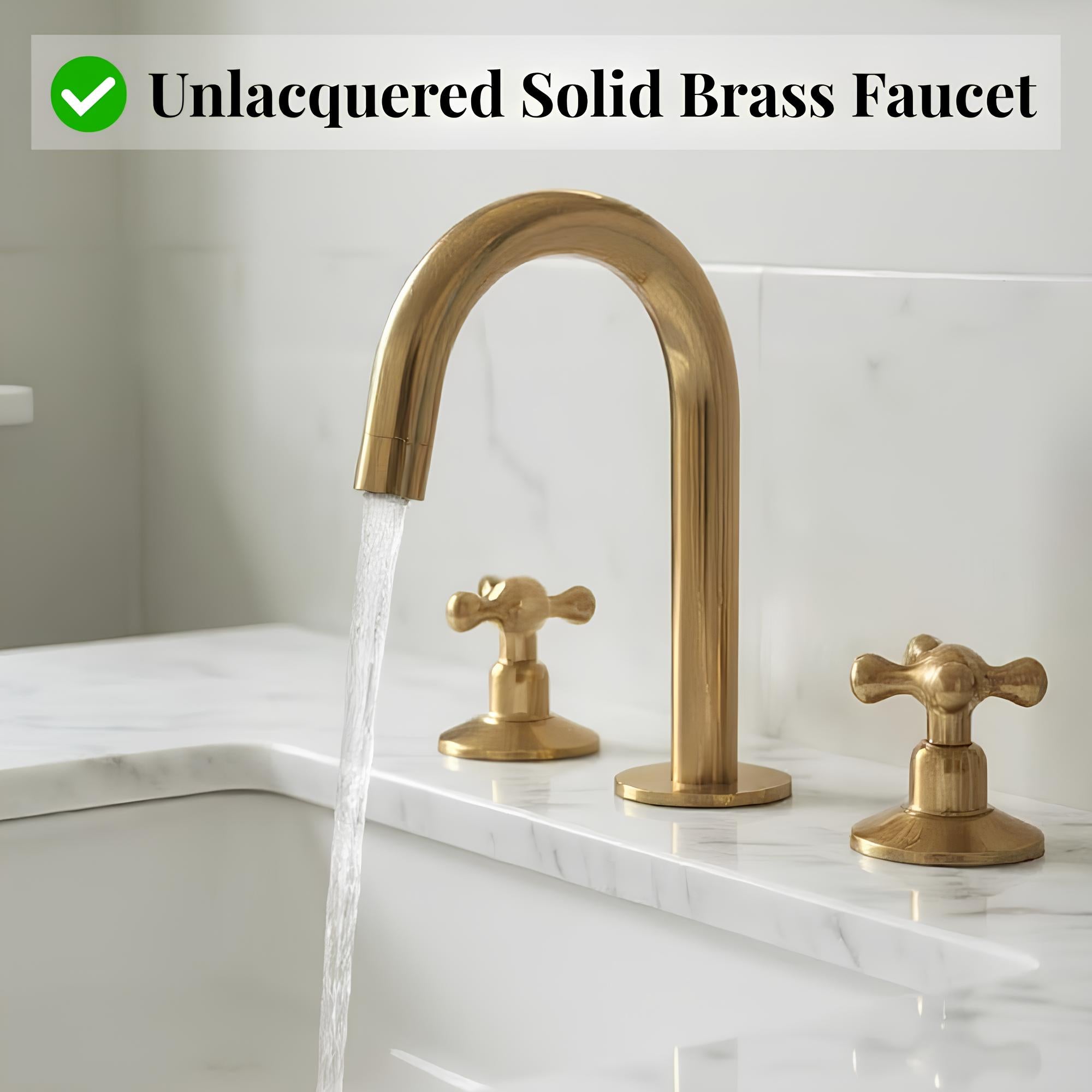 Unlacquered Brass Sink Faucet – Widespread Three-Hole Sink Fixture